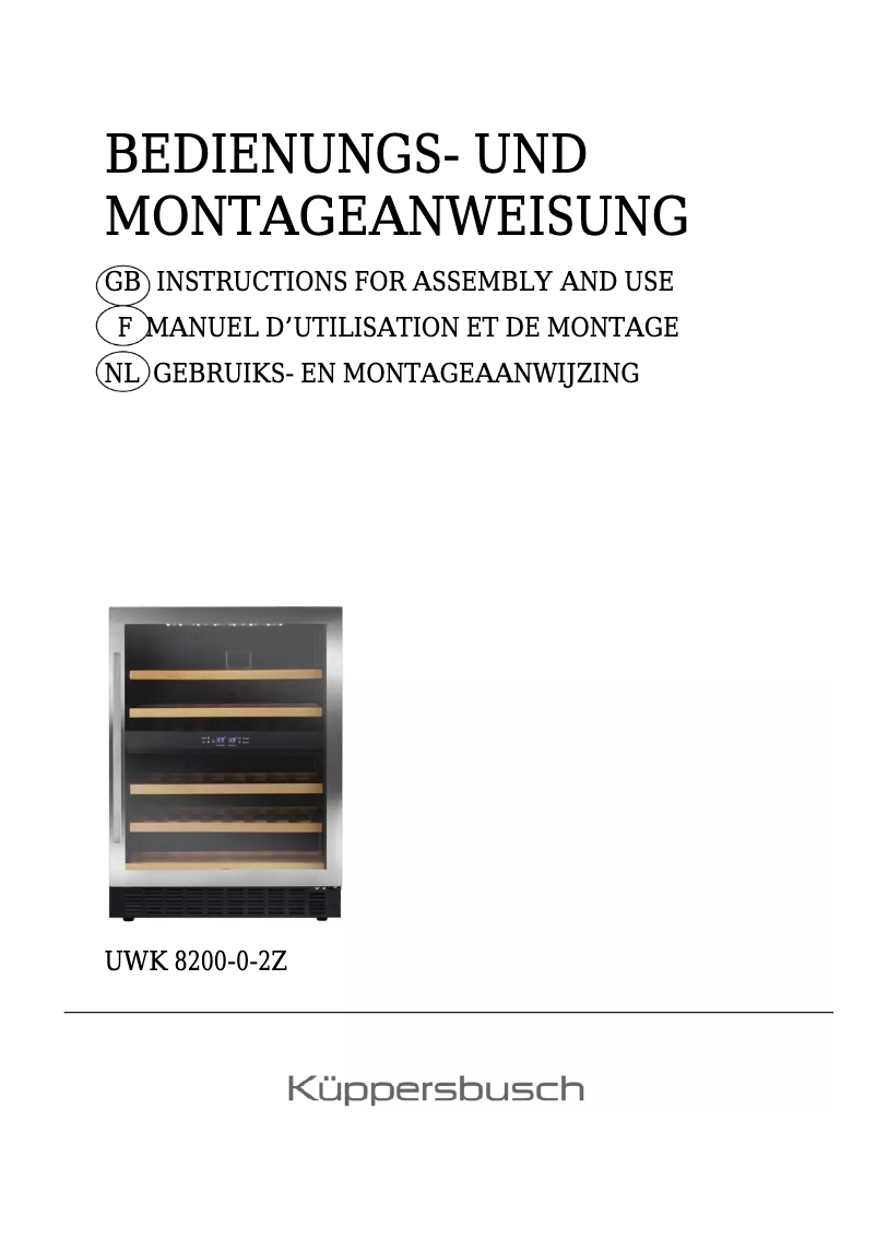 Page 1 de la notice Manuel utilisateur Küppersbusch UWK 8200-0-2Z