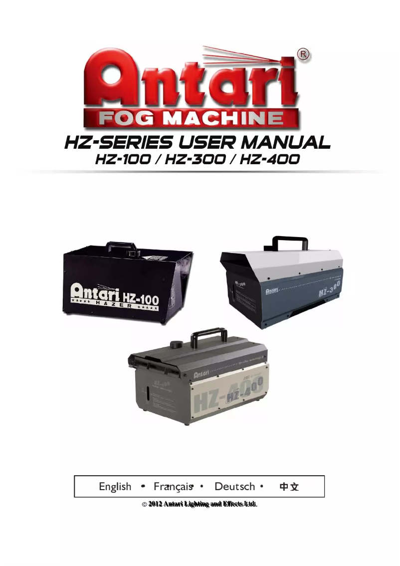 Page 1 de la notice Manuel utilisateur Antari HZ-100