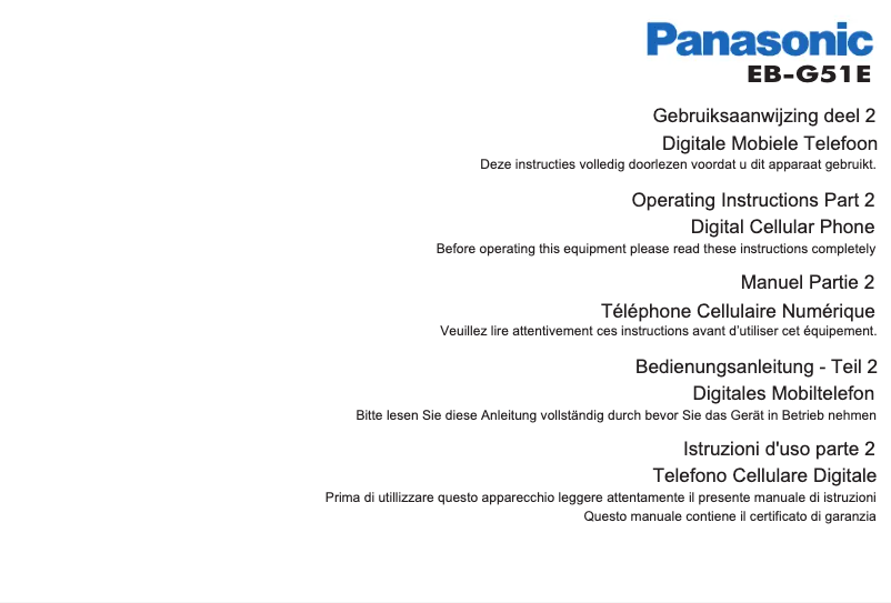 Page 1 de la notice Instructions / montage Panasonic EB-G51E