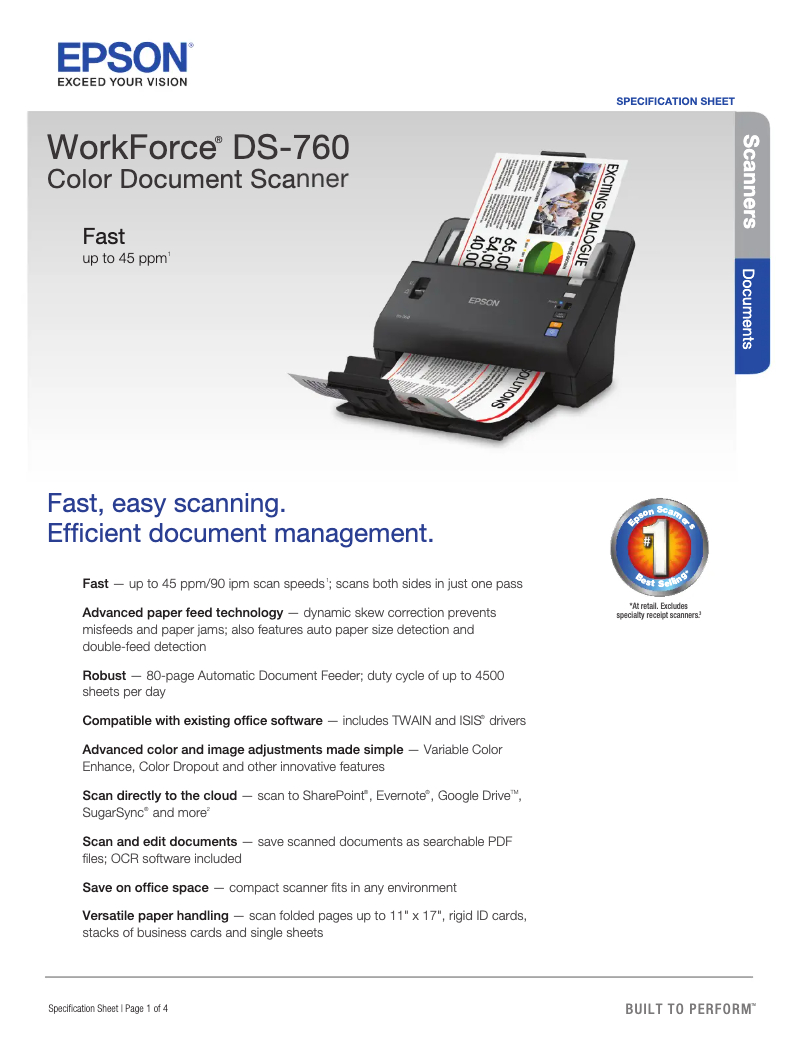 First page image of the manual for WorkForce DS-760