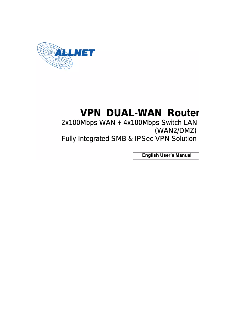 Page n°1 - Manuel utilisateur Allnet VPN 20