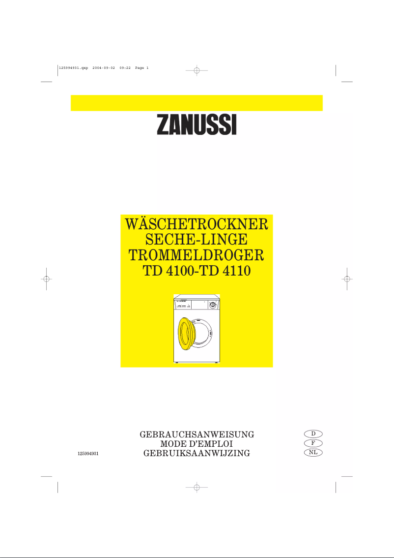 Página 1 del manual Manual de usuario Zanussi-Electrolux TD 4100