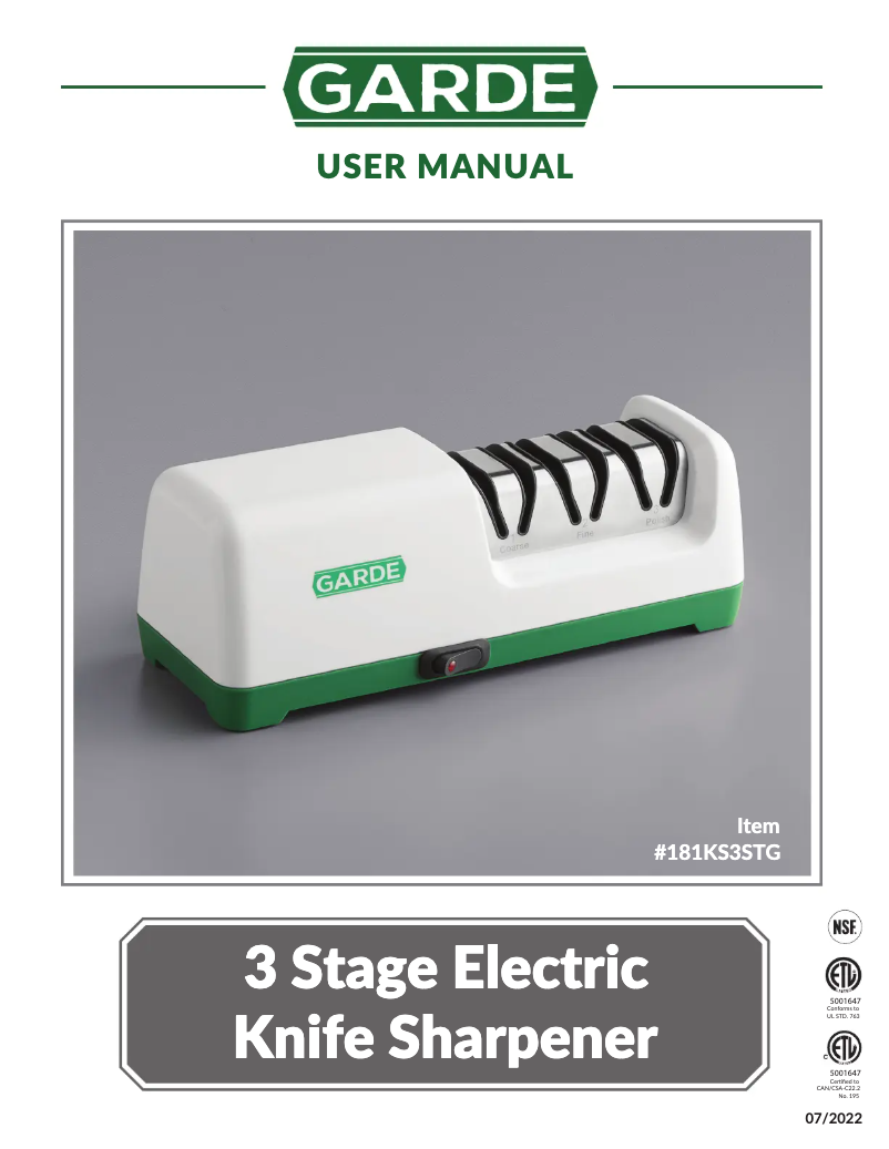 Page 1 de la notice Manuel utilisateur GARDE 181KS3STG