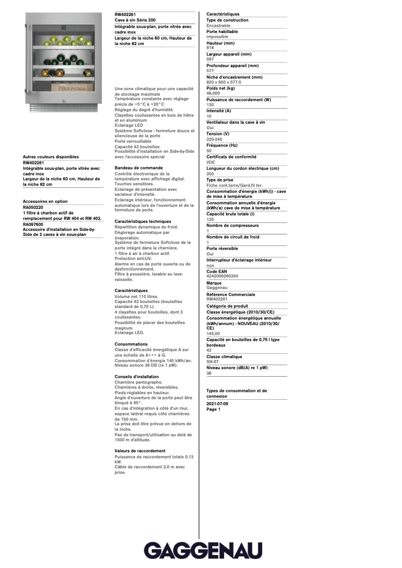 Image de la première page du manuel de l'appareil RW402261