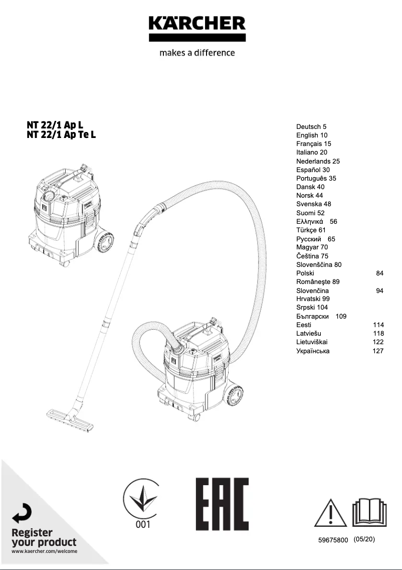 Page 1 de la notice Manuel utilisateur Kärcher NT 22/1 Ap