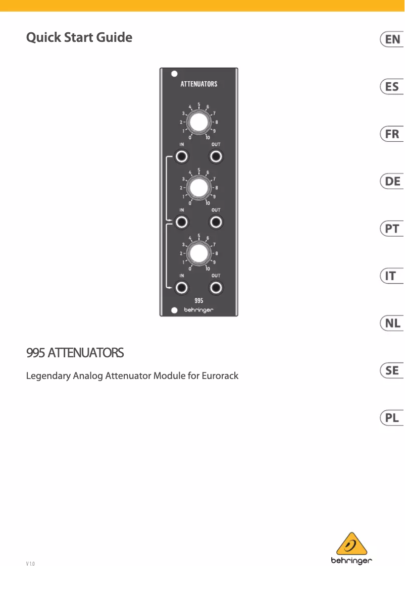 Page 1 de la notice Manuel utilisateur Behringer 995 Attenuators