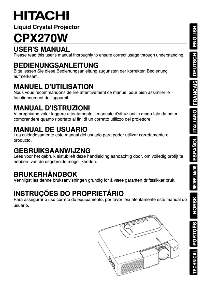Page 1 de la notice Manuel utilisateur Hitachi CPX270W