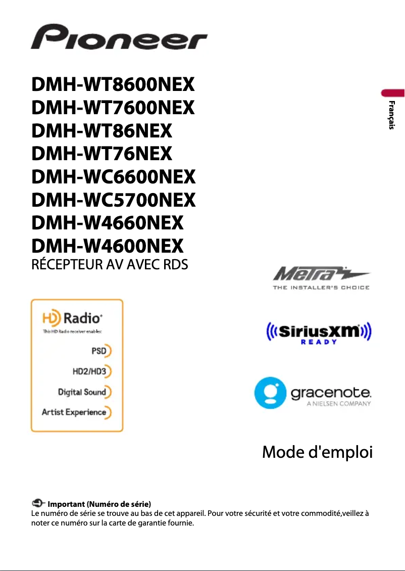 Image de la première page du manuel de l'appareil DMH-WT7600NEX