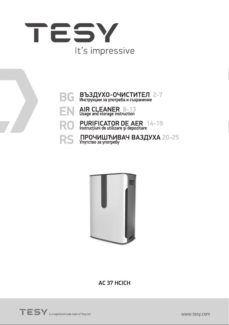 Page 1 of the manual User Manual Tesy AC 37 HCICH