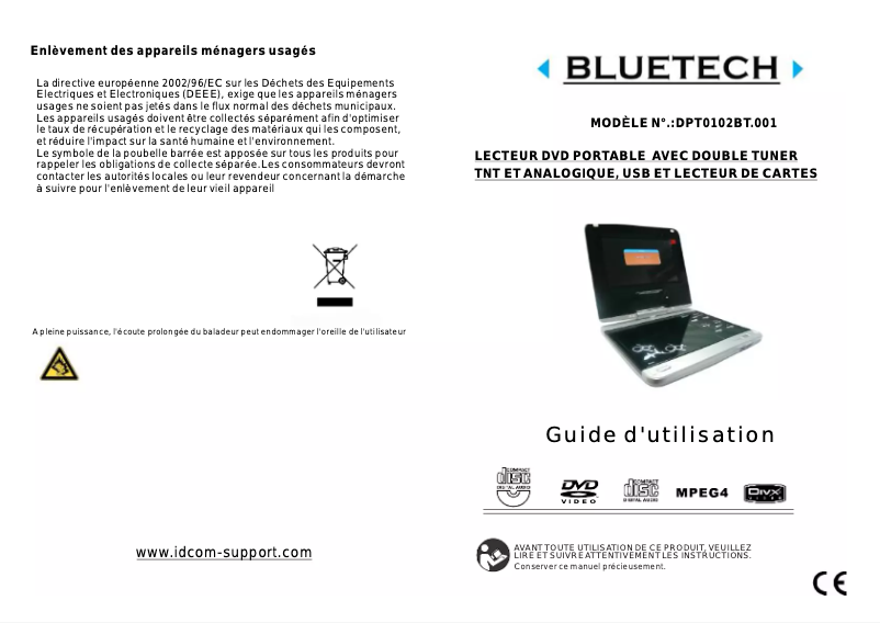Image de la première page du manuel de l'appareil DPT0102BT