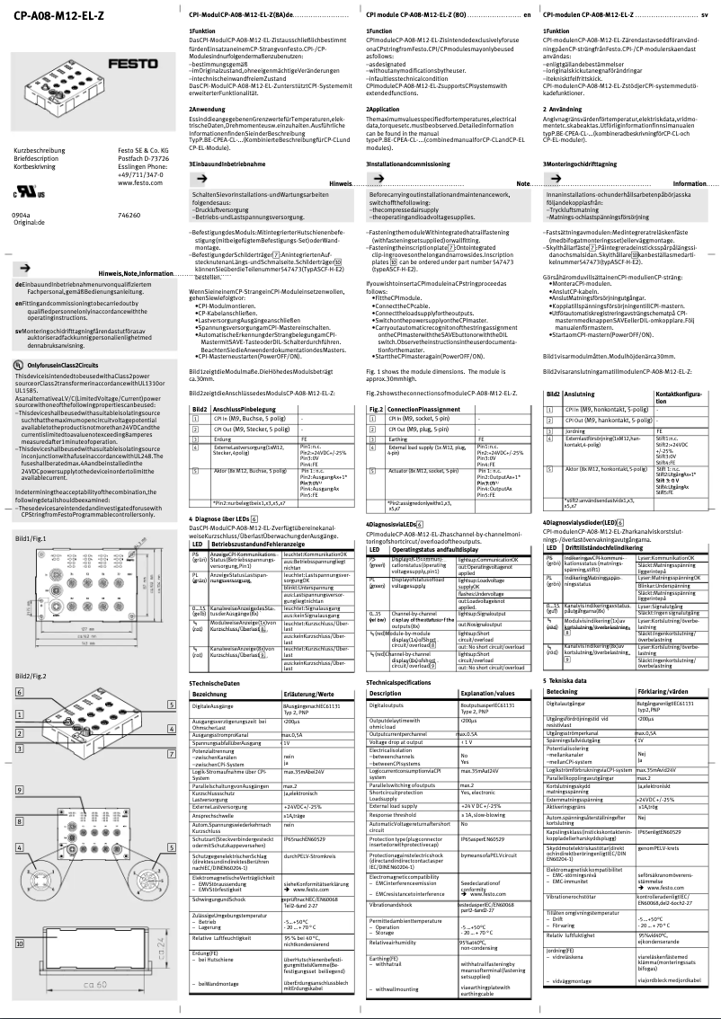 Page n°1 - Manuel utilisateur Festo CP-A08-M12-EL-Z
