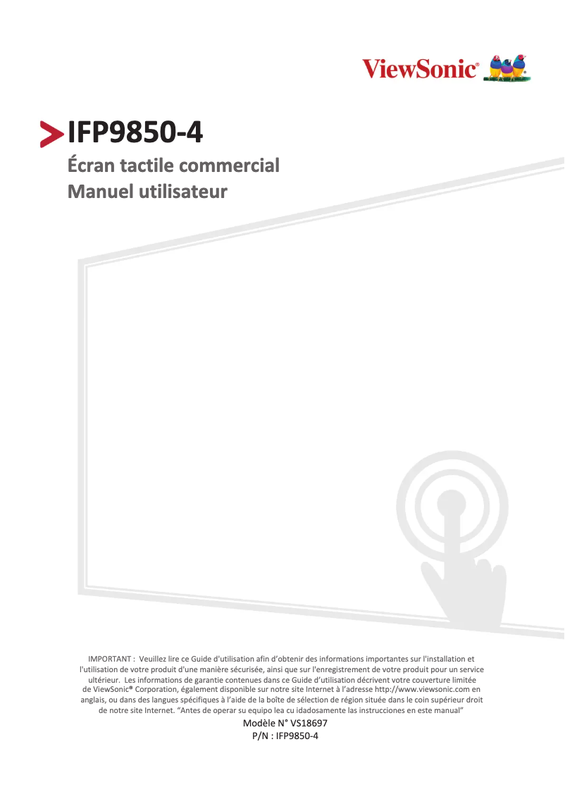 Page 1 de la notice Manuel utilisateur Viewsonic IFP9850-4