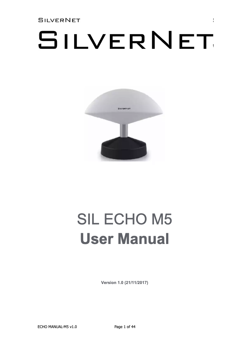 Page n°1 - Manuel utilisateur SilverNet ECHO M5