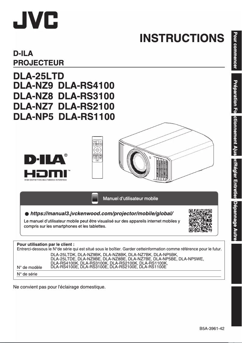 Page n°1 - Manuel utilisateur JVC DLA-NZ8