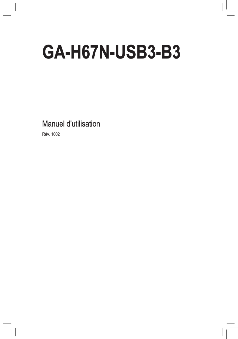 Page 1 de la notice Manuel utilisateur Gigabyte GA-H67N-USB3-B3
