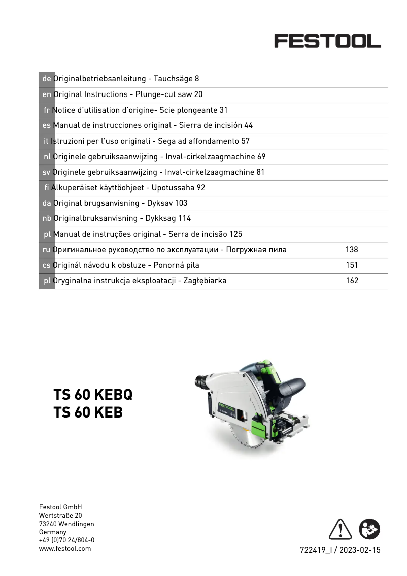 Image de la première page du manuel de l'appareil TS 60 KEBQ