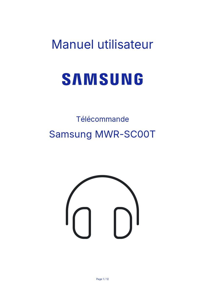 Page n°1 - Manuel utilisateur Samsung MWR-SC00T