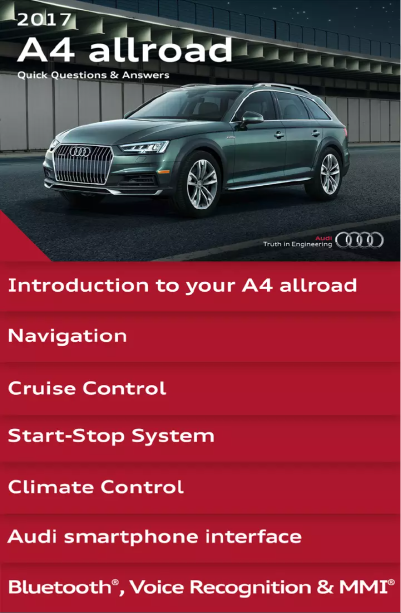 Page 1 de la notice Manuel utilisateur Audi A4 allroad (2017)