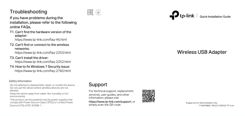 Page 1 de la notice Guide d'installation TP-Link Archer T4U Plus