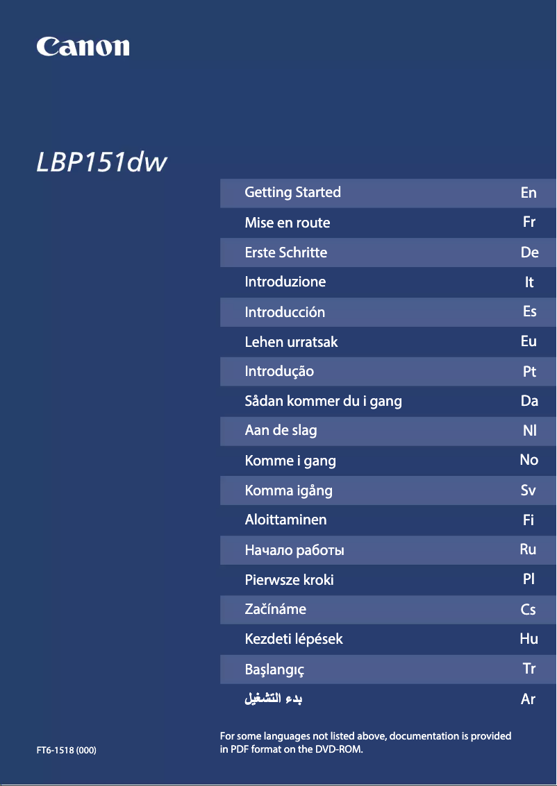 Image de la première page du manuel de l'appareil i-SENSYS LBP151dw