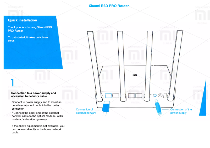 Page n°1 - Manuel utilisateur Xiaomi Mi WiFi Router Pro