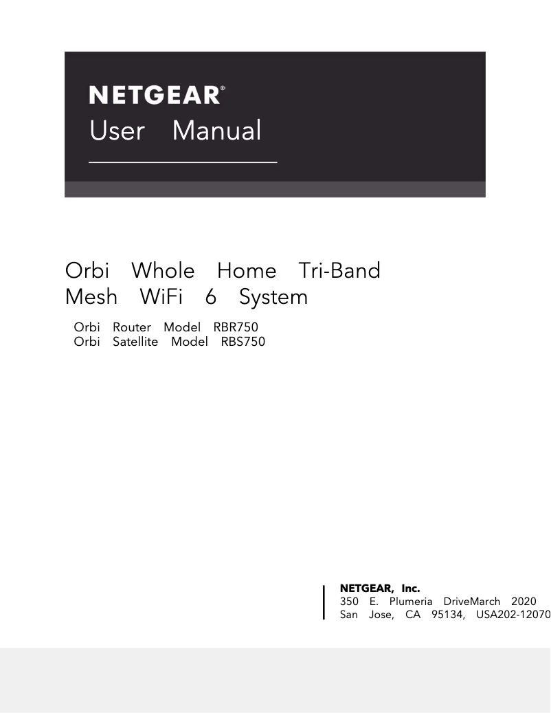 Page 1 de la notice Manuel utilisateur Netgear RBR750