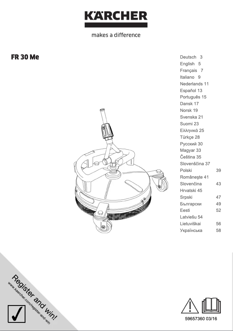 Page 1 de la notice Manuel utilisateur Kärcher FR 30 Me