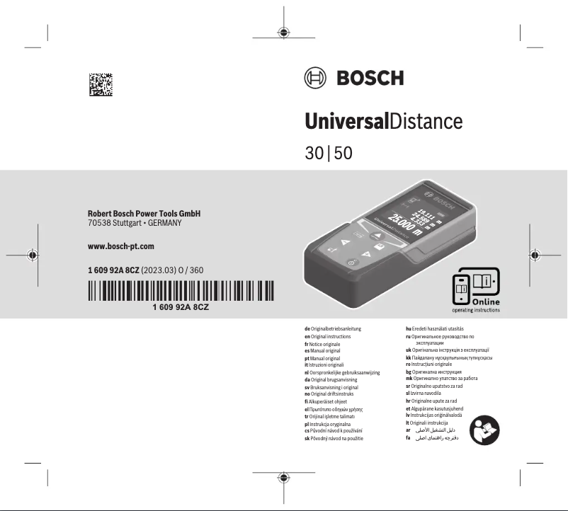 Imagen de la primera página del manual del dispositivo UniversalDistance 30