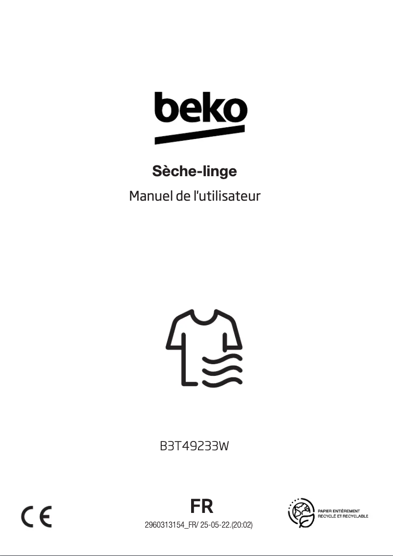Page 1 de la notice Manuel utilisateur Beko B3T49233W