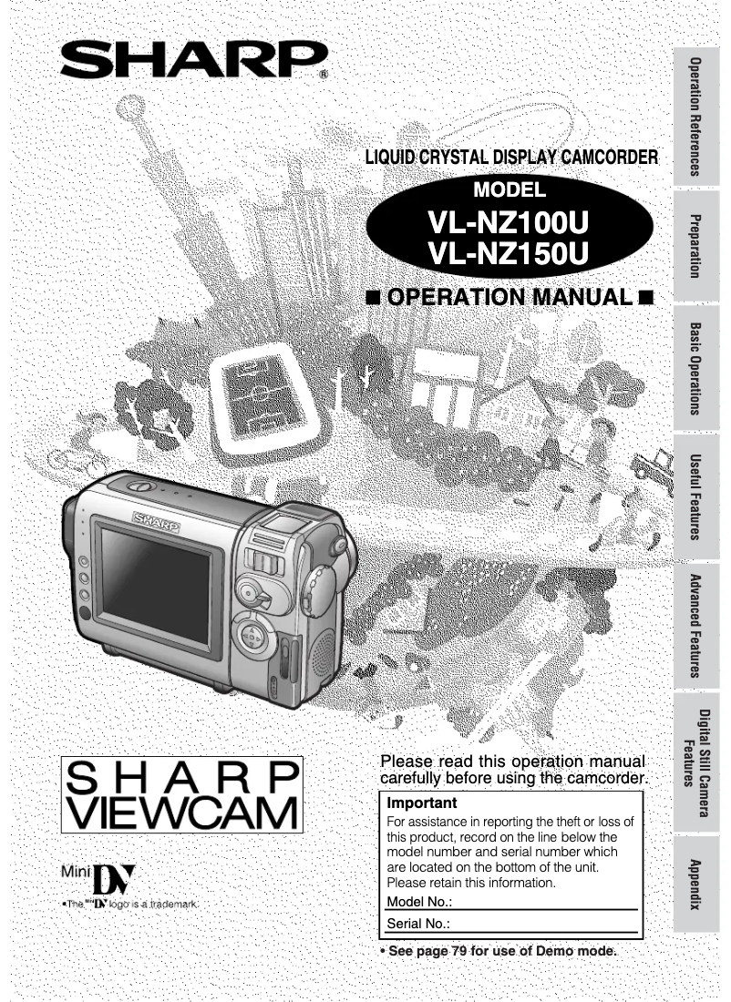 Page 1 de la notice Manuel utilisateur Sharp VL-NZ100U