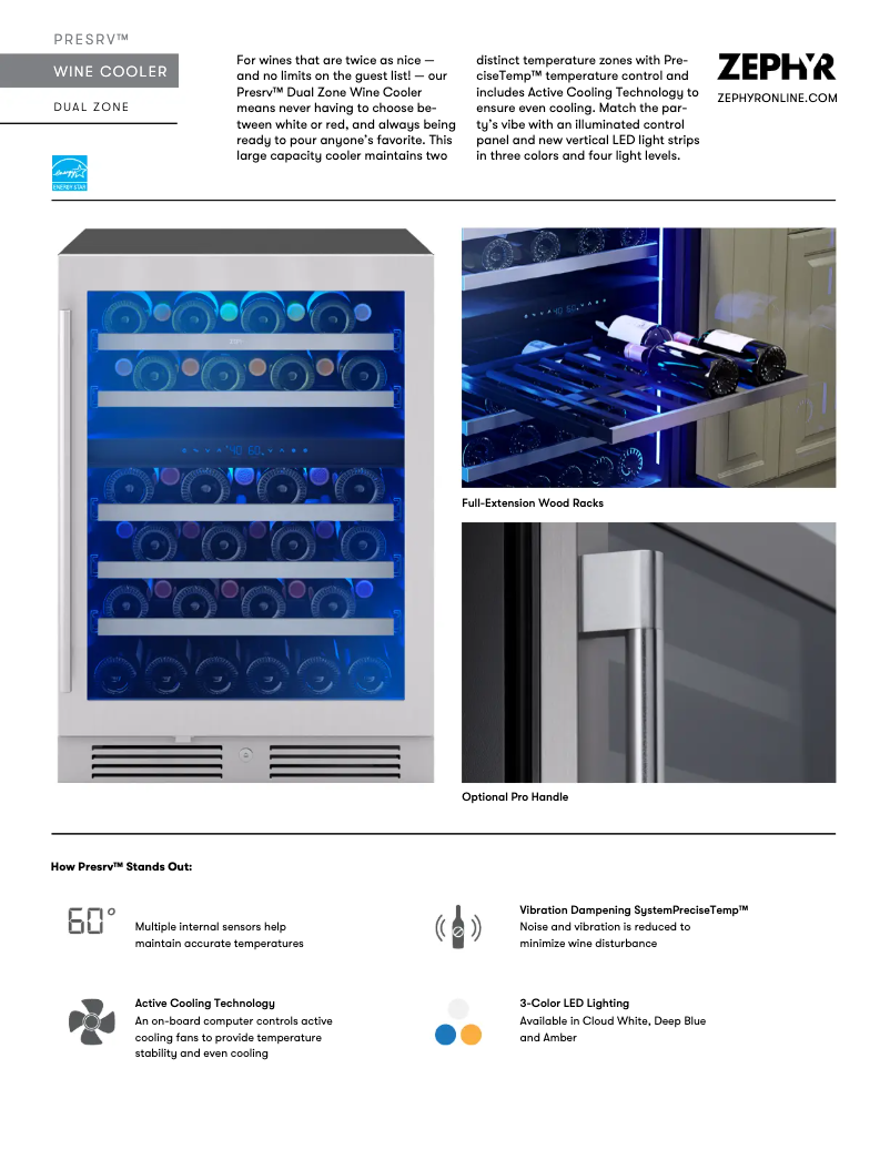 Page 1 de la notice Fiche technique Zephyr Presrv PRW24C02CG