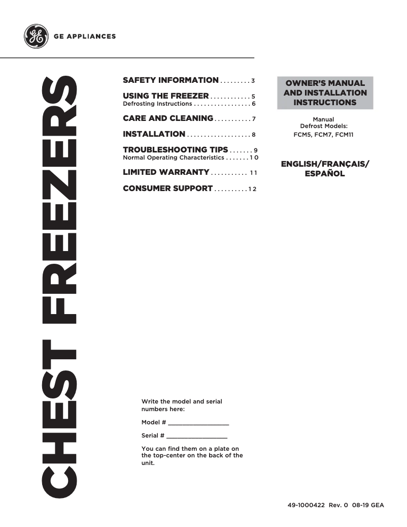 Page n°1 - Manuel utilisateur GE FCM7SKWW