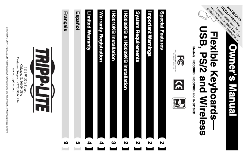 Página 1 del manual Manual de usuario Tripp Lite IN3009KB