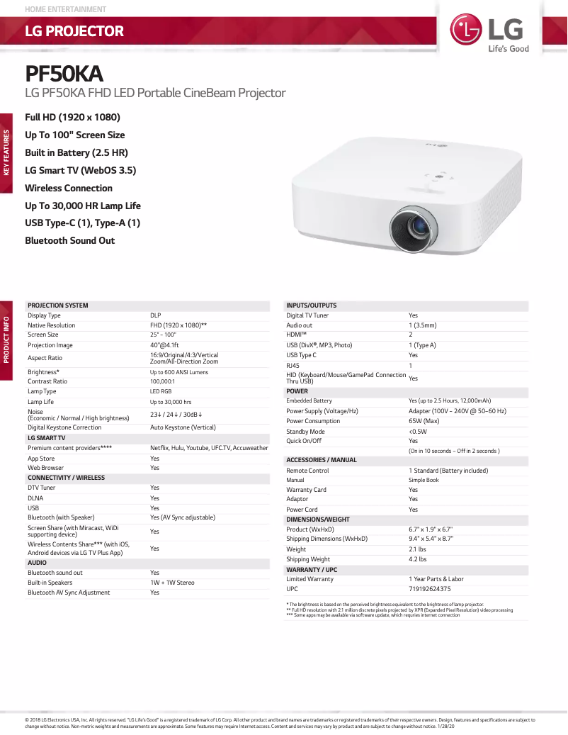 Image de la première page du manuel de l'appareil PF50KA