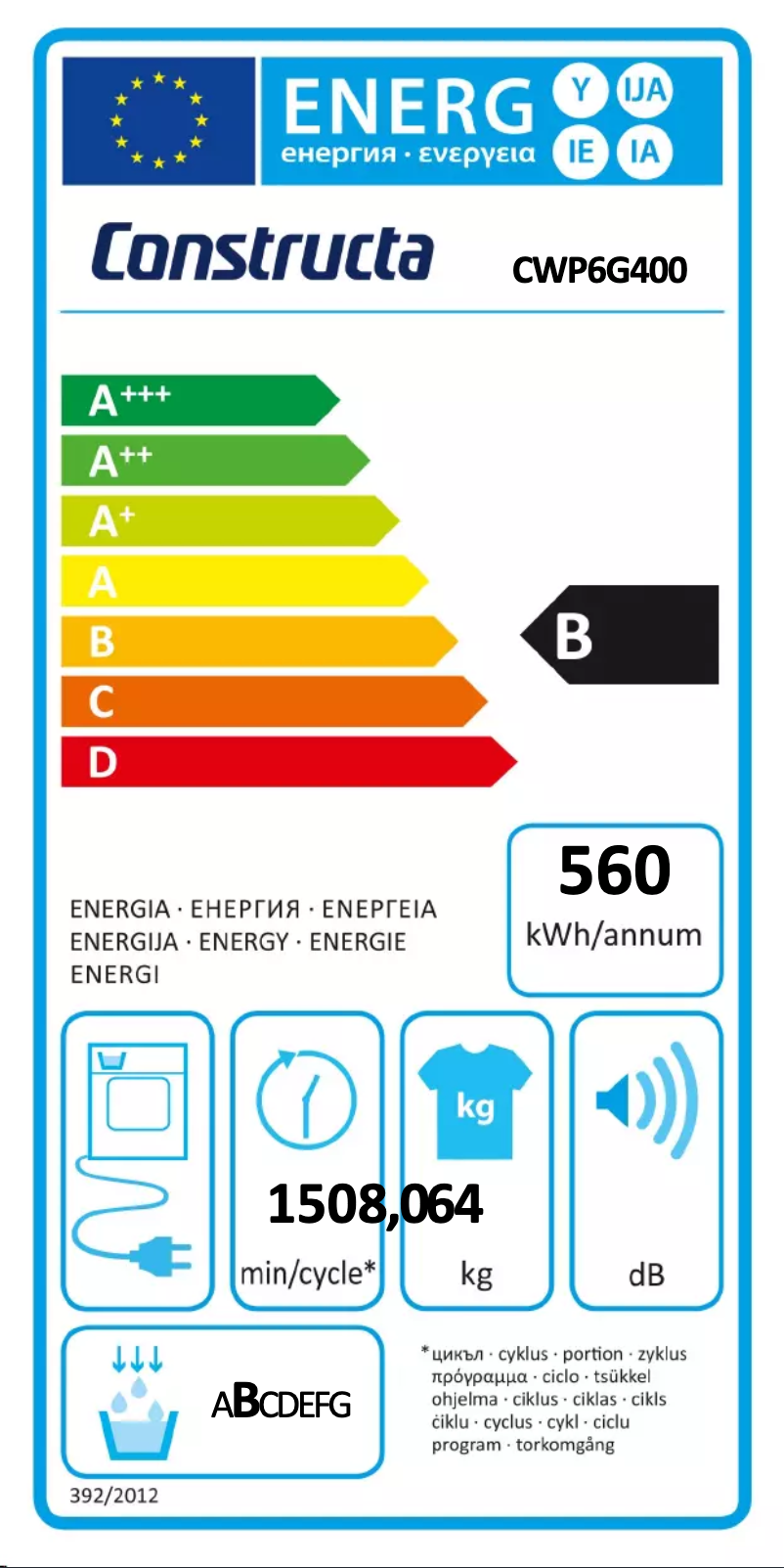 Page n°1 - Manuel utilisateur Constructa CWP6G400
