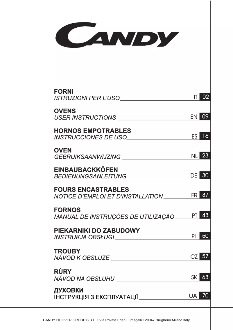 Page 1 de la notice Manuel utilisateur Candy FCP52X