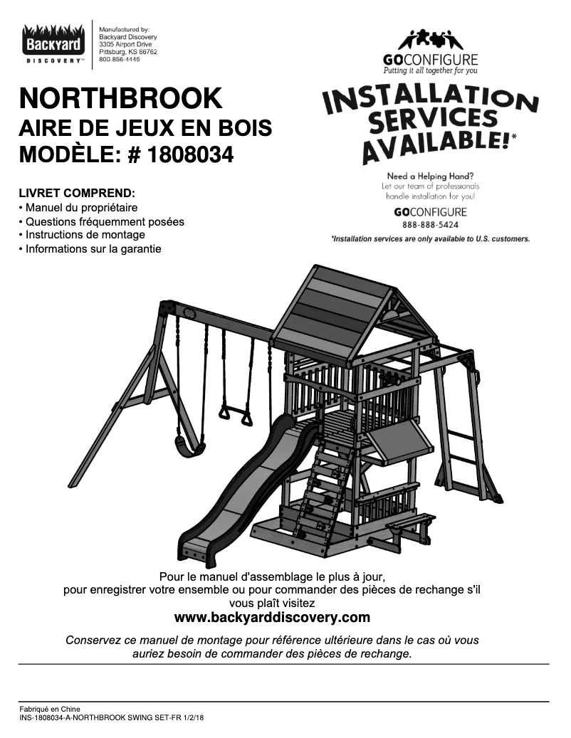 Page 1 de la notice Manuel utilisateur Backyard Discovery Northbrook