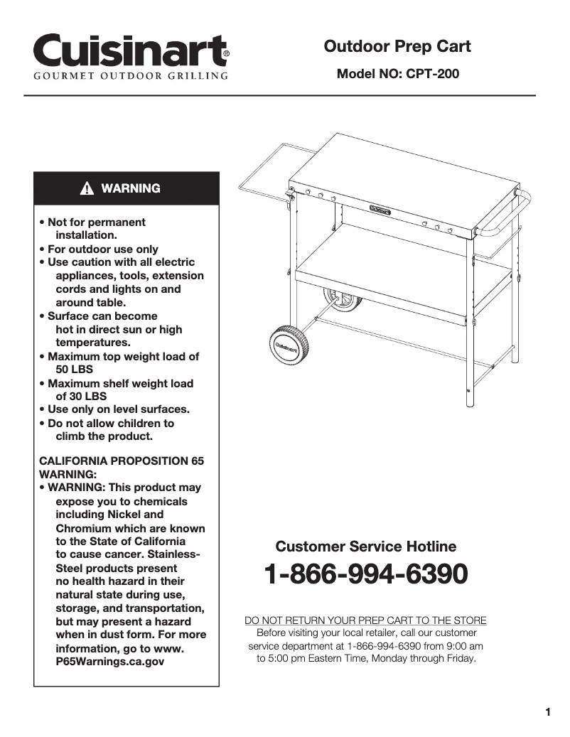 Page 1 de la notice Manuel utilisateur Cuisinart CPT-200