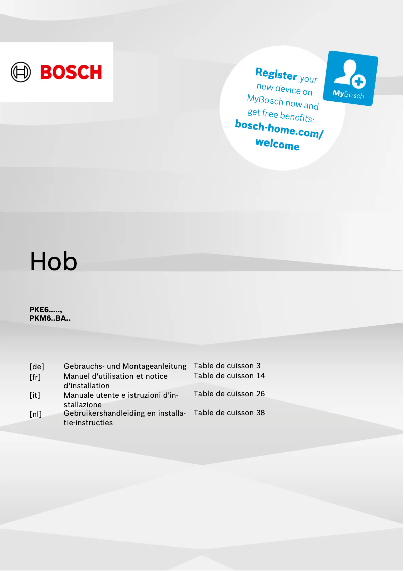 Página 1 del manual Guía de instalación Bosch PKE645BA2E