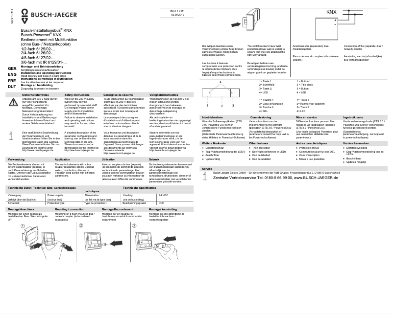Page 1 de la notice Manuel utilisateur Busch-Jaeger 6126/02-884