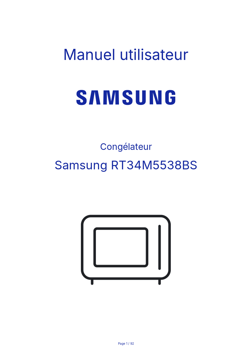 Page n°1 - Manuel utilisateur Samsung RT34M5538BS