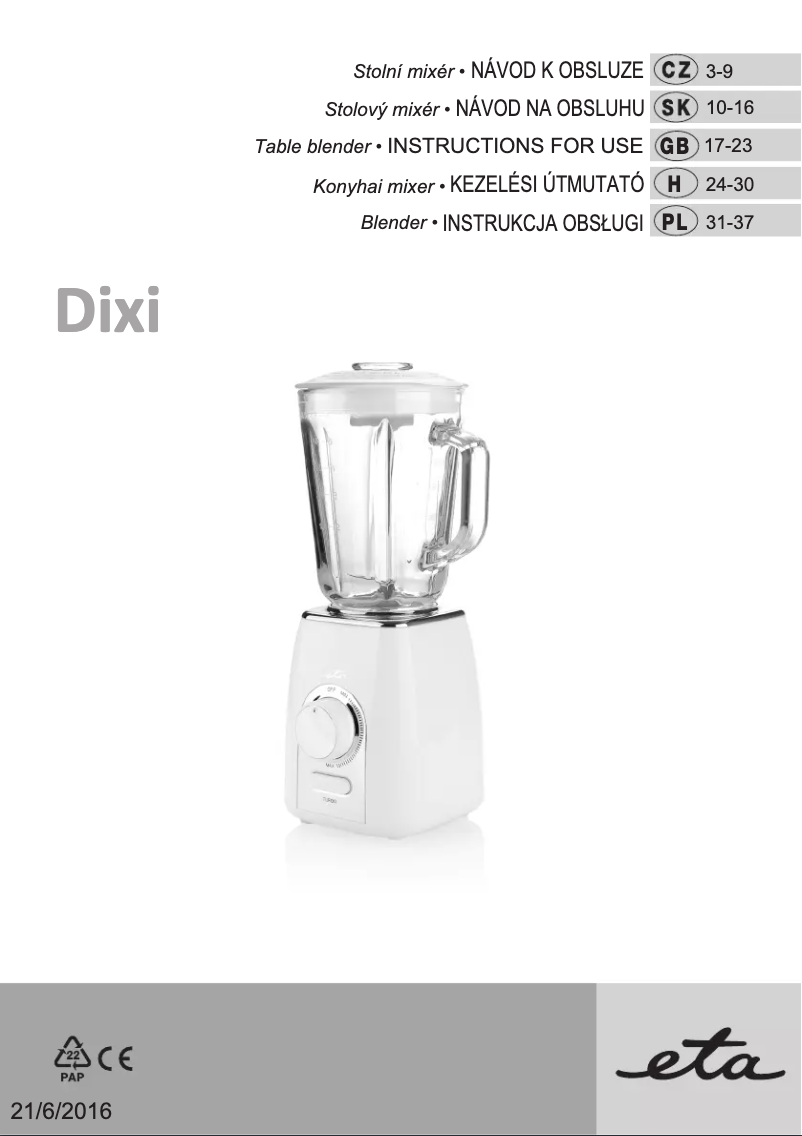 Image de la première page du manuel de l'appareil Dixi 5011 90000