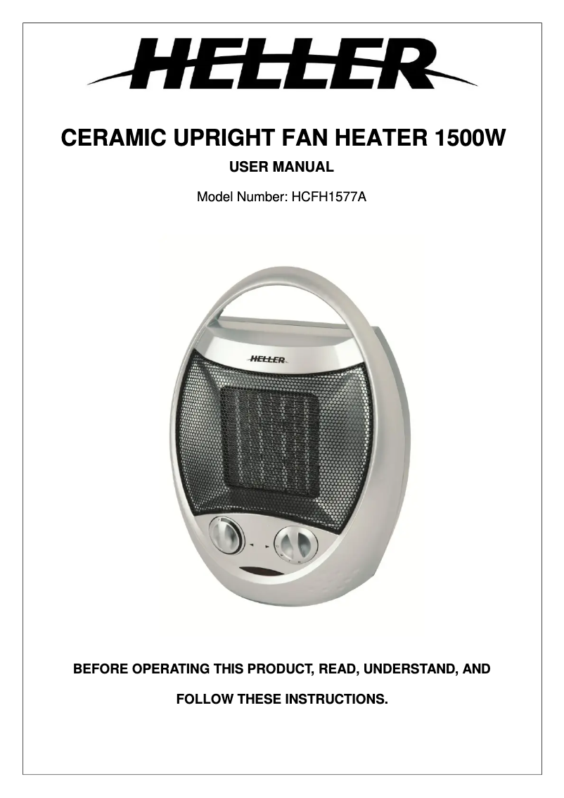 Page 1 de la notice Manuel utilisateur Heller HCFH1577A
