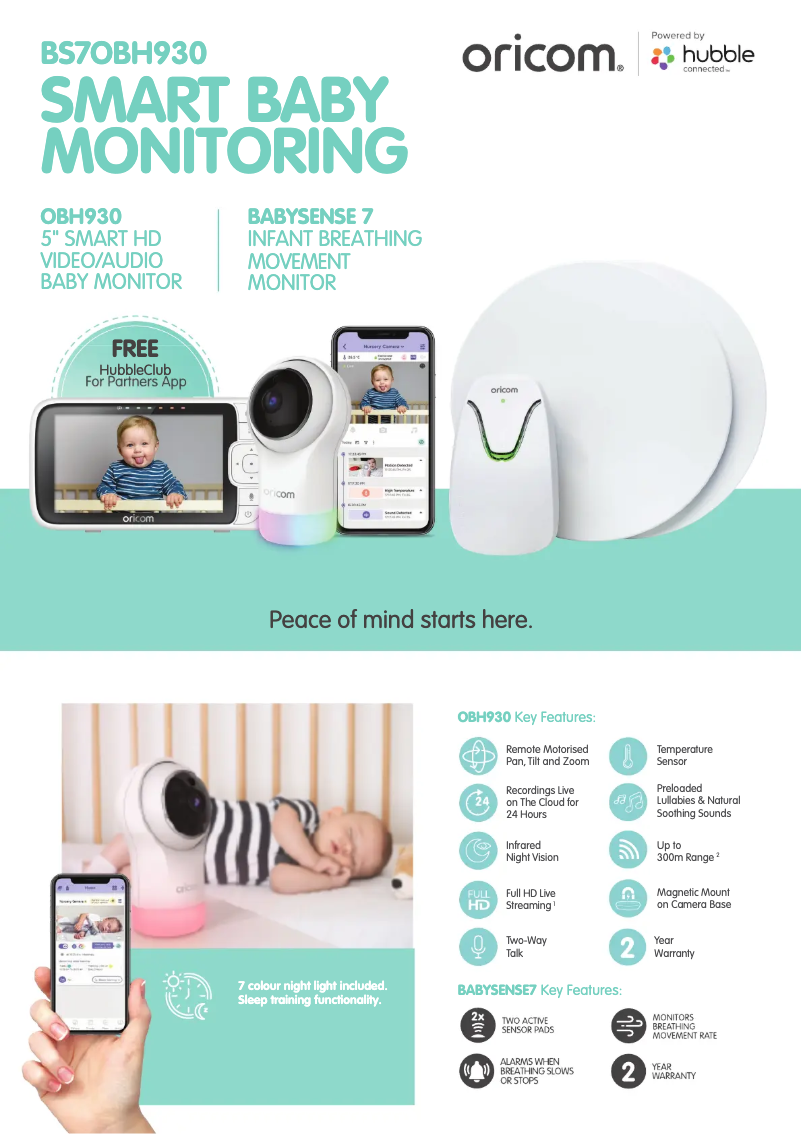 Page 1 de la notice Fiche technique Oricom BS7OBH930