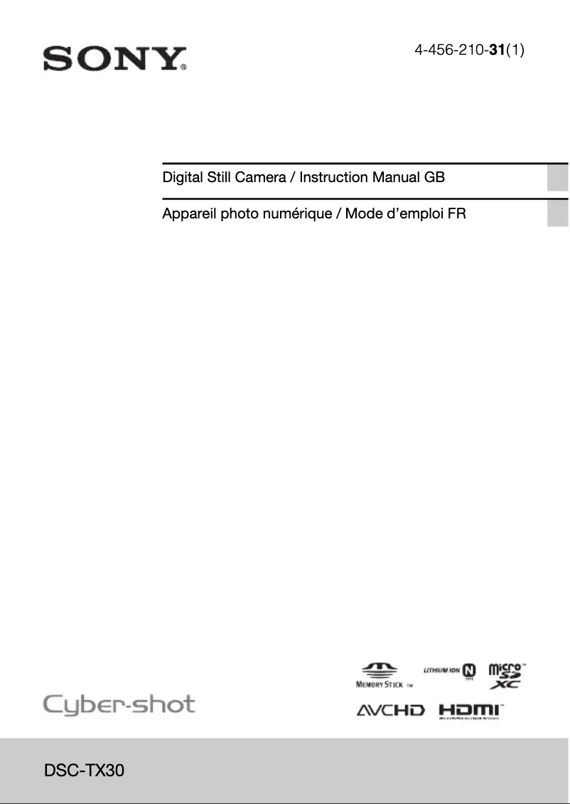 Page 1 de la notice Manuel utilisateur Sony Cybershot DSC-TX30