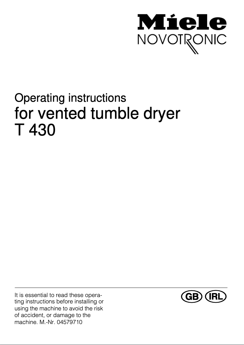 Image de la première page du manuel de l'appareil T 430