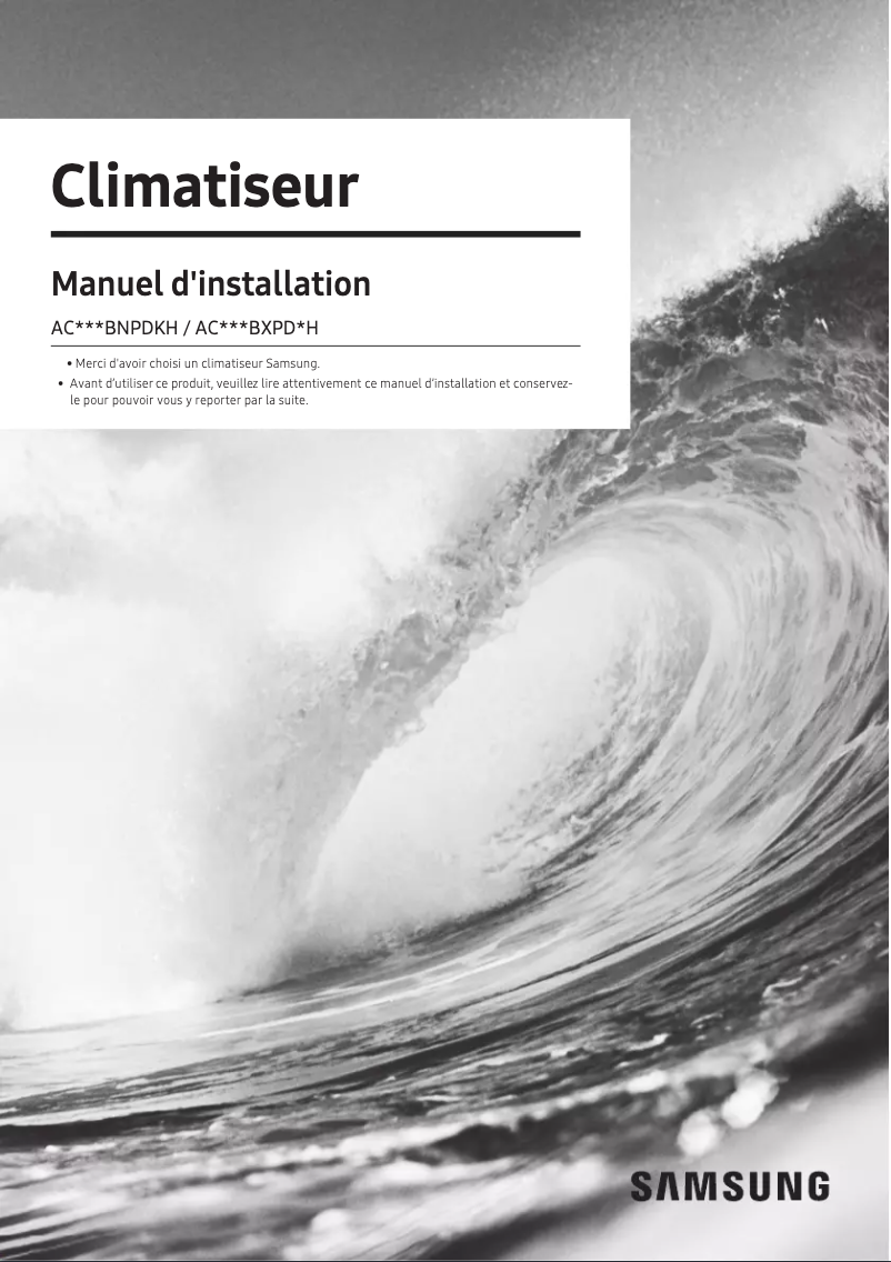 Page 1 de la notice Guide d'installation Samsung AC140BNPDKH