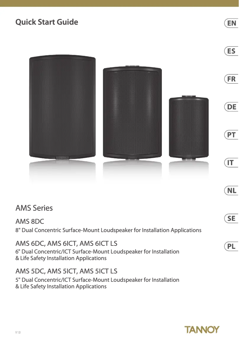 Page n°1 - Guide de démarrage rapide Tannoy AMS 6DC