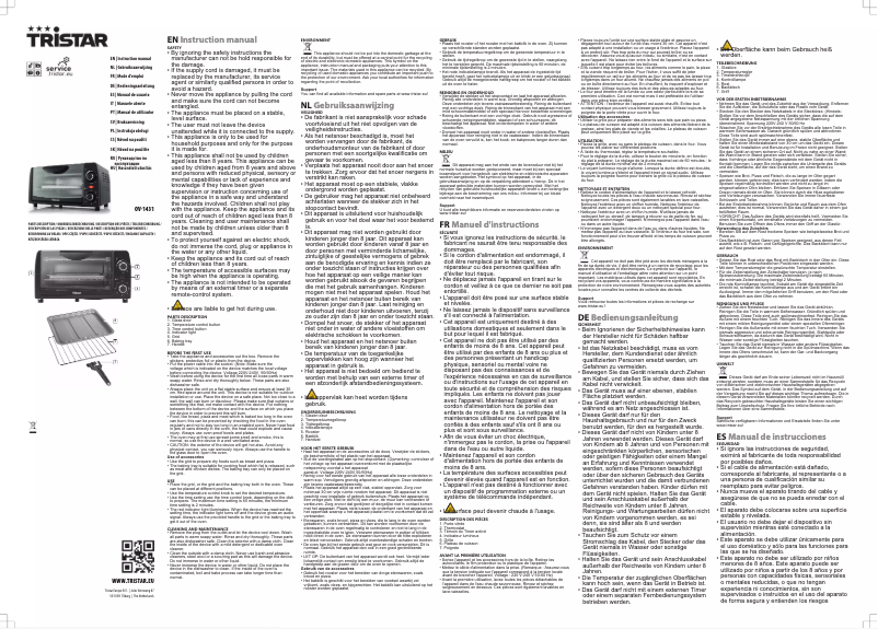 Page n°1 - Manuel utilisateur TriStar OV-1431