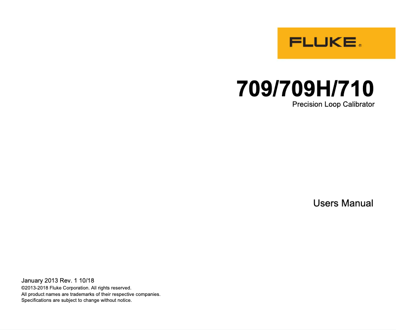 Page 1 de la notice Manuel utilisateur Fluke 710
